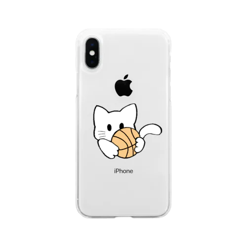 ねこ【白】 Soft Clear Smartphone Case