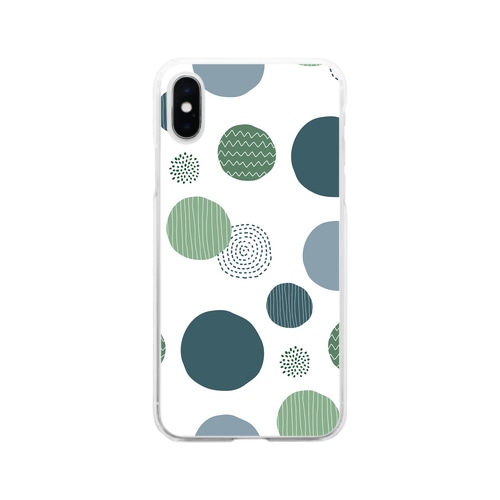 マリモみたいなモダンな緑の丸柄スマホケース Soft Clear Smartphone Case