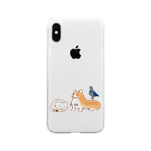 幸せな動物のスマホケース Soft Clear Smartphone Case