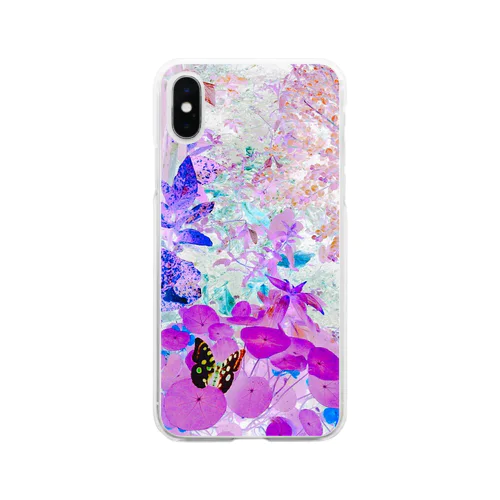 蝶と森グラフィック Soft Clear Smartphone Case