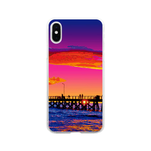 オーストラリア 夕暮れのヘンリービーチ桟橋 Soft Clear Smartphone Case