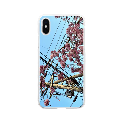 桜咲く電線 Soft Clear Smartphone Case