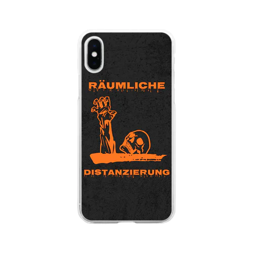 Räumliche Distanzierung【ソーシャルディスタンス】黒地×ゾンビ Soft Clear Smartphone Case