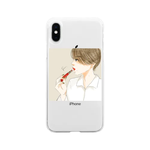 紅 スマホケース 淡色 Soft Clear Smartphone Case