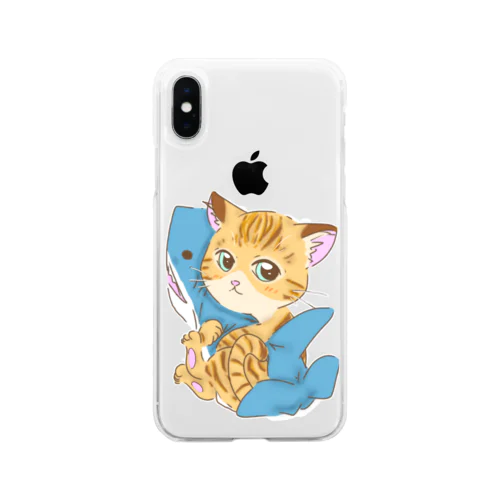 サメ好き猫さん Soft Clear Smartphone Case