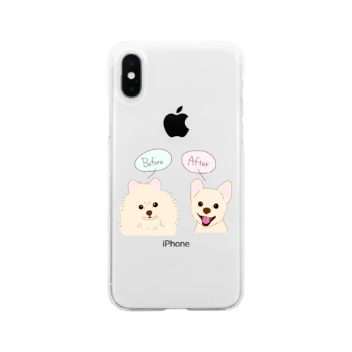 ポメラニアンのBefore After Soft Clear Smartphone Case