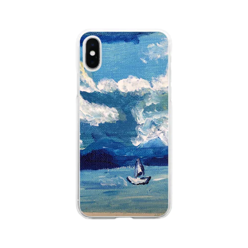 海辺に浮かぶ船 Soft Clear Smartphone Case