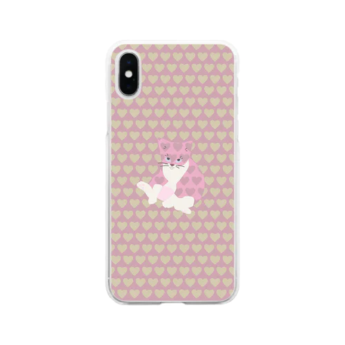 ふてこいねこ[ハート] Soft Clear Smartphone Case