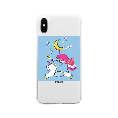 ユニコーンのアーロン青 Soft Clear Smartphone Case