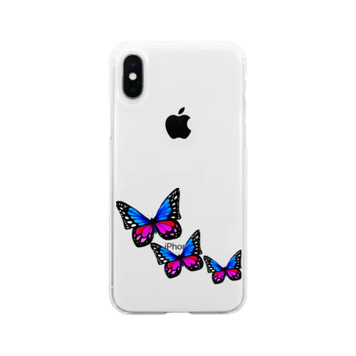 バラの朱と紫の蒼 Soft Clear Smartphone Case