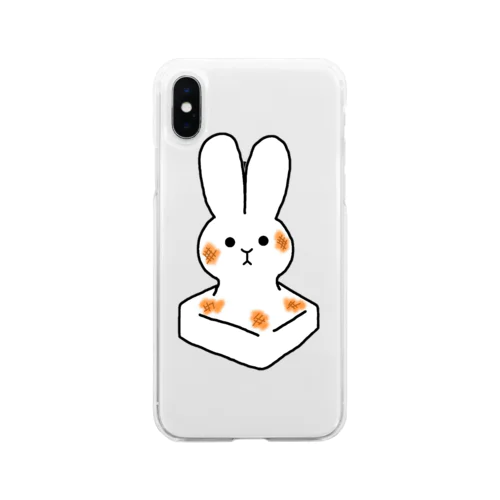 餅うさ Soft Clear Smartphone Case