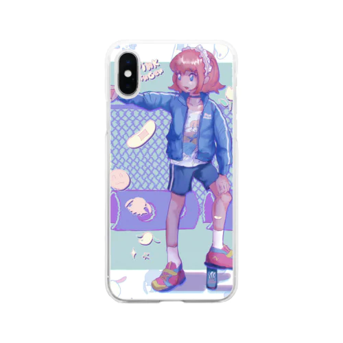 ジャージピンク人間 Soft Clear Smartphone Case