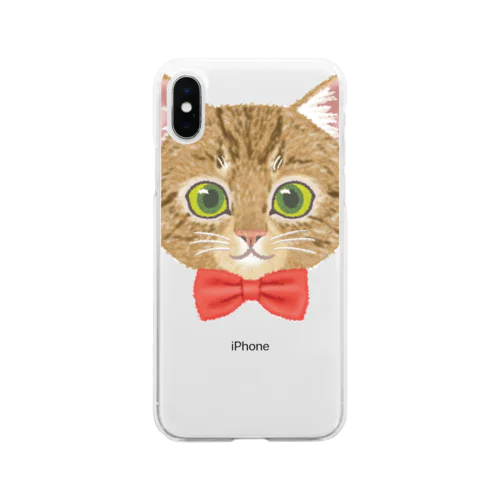 ねこちゃん（キジトラred） Soft Clear Smartphone Case