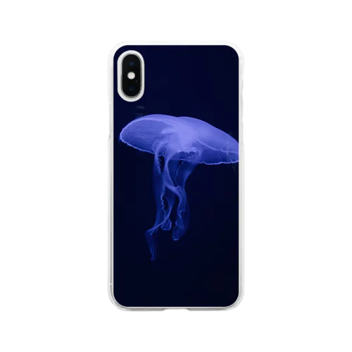 海月（背景黒） Soft Clear Smartphone Case