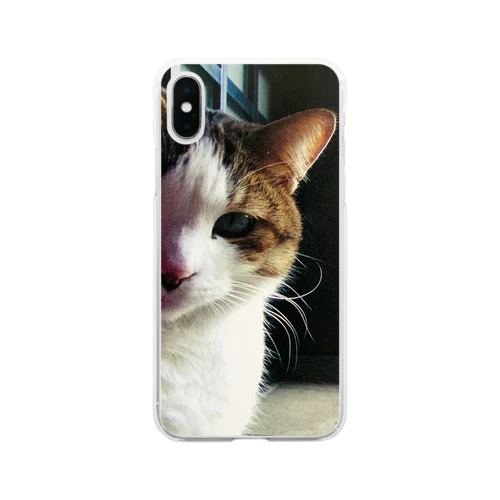 チラッと猫 Soft Clear Smartphone Case