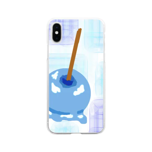 青いリンゴ飴 Soft Clear Smartphone Case