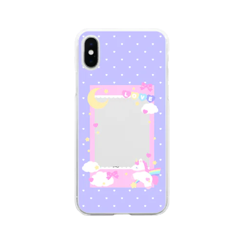 推しチェキスマホケース♡ユニコーンPurple Soft Clear Smartphone Case