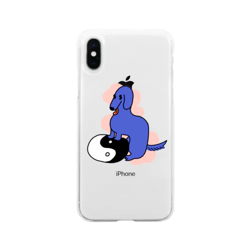 yinyang dog クッション Soft Clear Smartphone Case