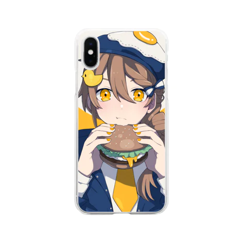 月見バーガー Soft Clear Smartphone Case