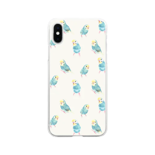 スマホケース セキセイインコ レインボー Soft Clear Smartphone Case