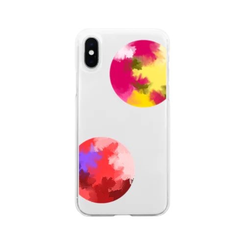 油絵ドット　暖色 Soft Clear Smartphone Case