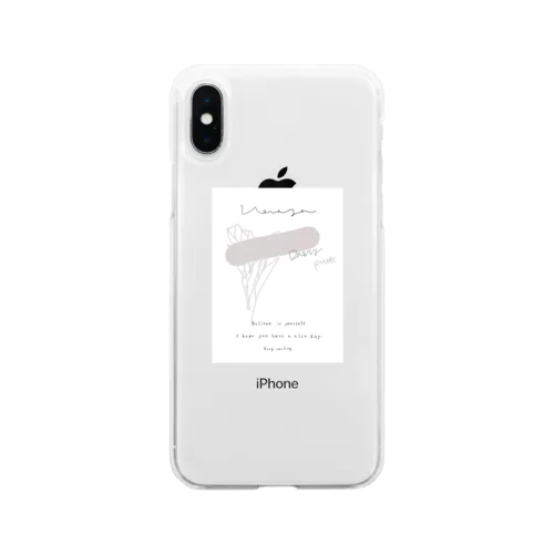 Message 線画Tulip Soft Clear Smartphone Case