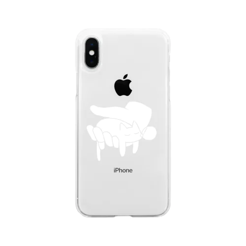 手の上に猫が乗っている Soft Clear Smartphone Case