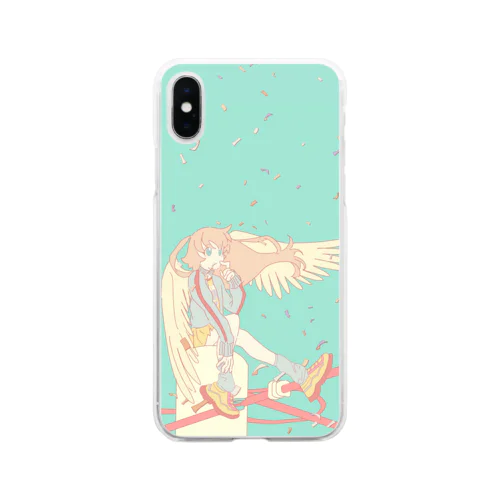 天使なピンク髪人間 Soft Clear Smartphone Case