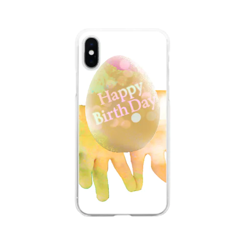 happy birthday egg ソフトクリアスマホケース
