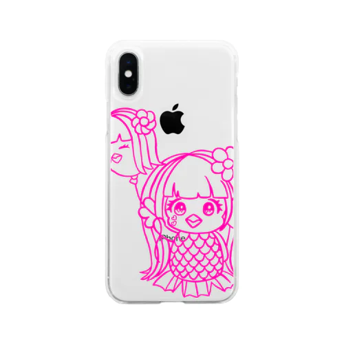 ミハビエ💖ピンク💖 Soft Clear Smartphone Case