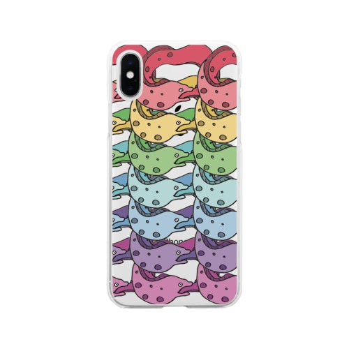 メビウスなウツボ（レインボー） Soft Clear Smartphone Case