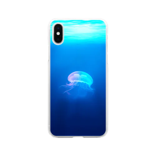 神秘的な海に漂うクラゲ Soft Clear Smartphone Case