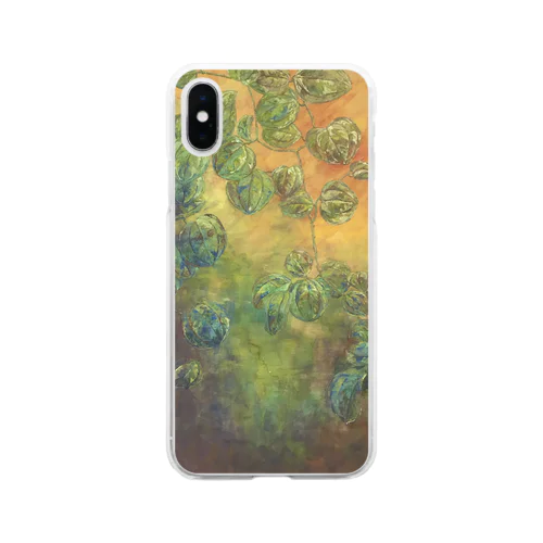 草花写生 サンキライ Soft Clear Smartphone Case