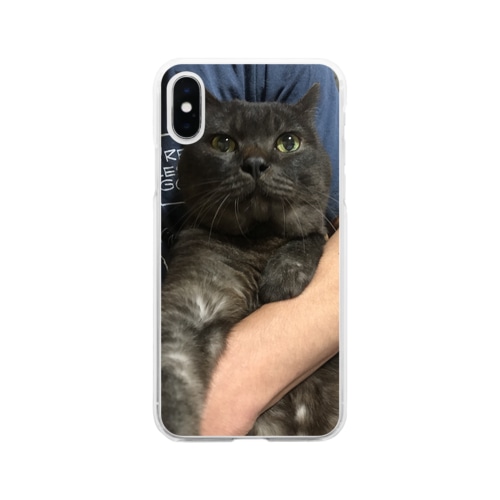 黒猫はちのスマホケース Soft Clear Smartphone Case