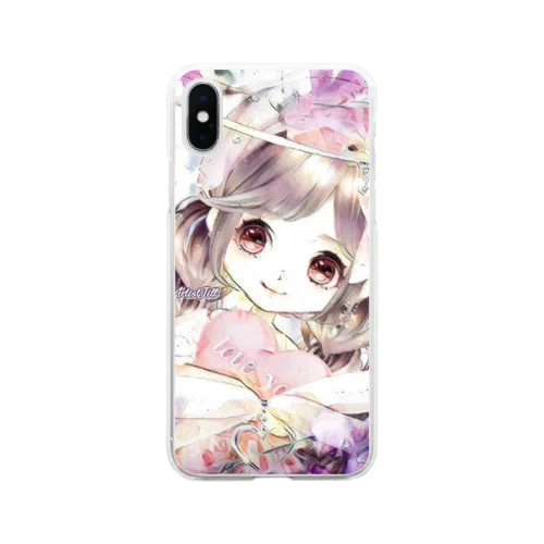 ♡可愛い女の子♡(紫) Soft Clear Smartphone Case