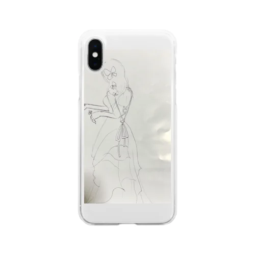 ドレス 、後ろ姿 Soft Clear Smartphone Case