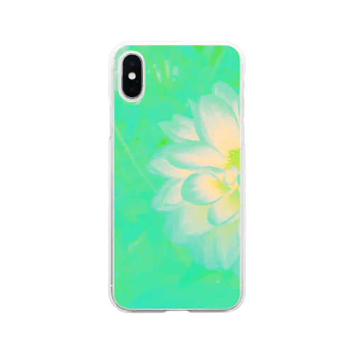 花＊花　ペパーミントグリーン Soft Clear Smartphone Case