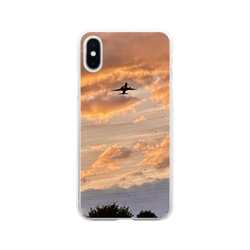 飛ぶ飛行機！ Soft Clear Smartphone Case