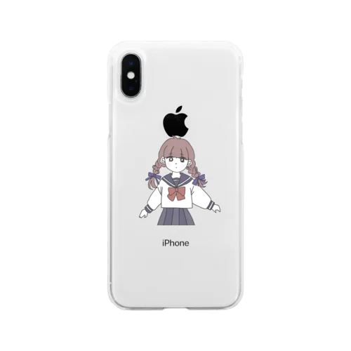 おさげちゃんセーラー服 Soft Clear Smartphone Case