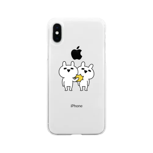 ゆるだるリアクションうさぎ　なんでやねんver. Soft Clear Smartphone Case