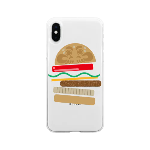 だるま落としたくないバーガー Soft Clear Smartphone Case