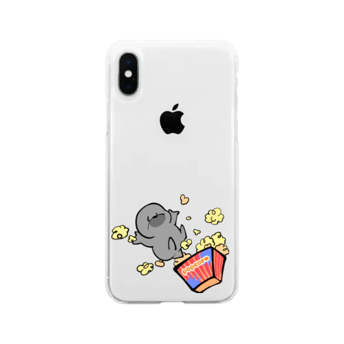 ポップコーンモグラちゃん Soft Clear Smartphone Case