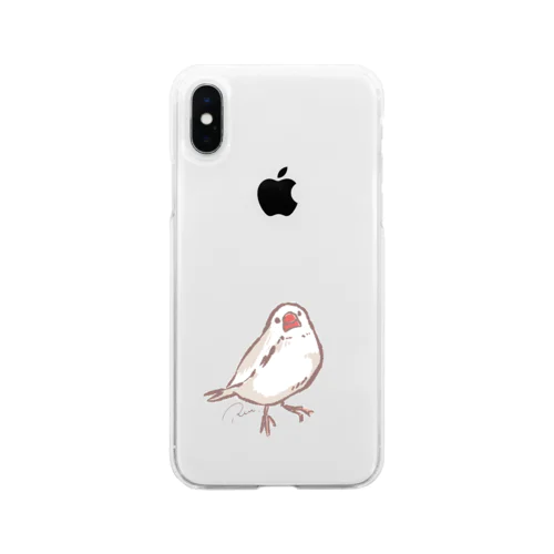 首かしげ文鳥 Soft Clear Smartphone Case