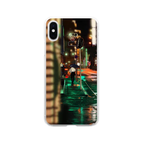 夜の街並み Soft Clear Smartphone Case