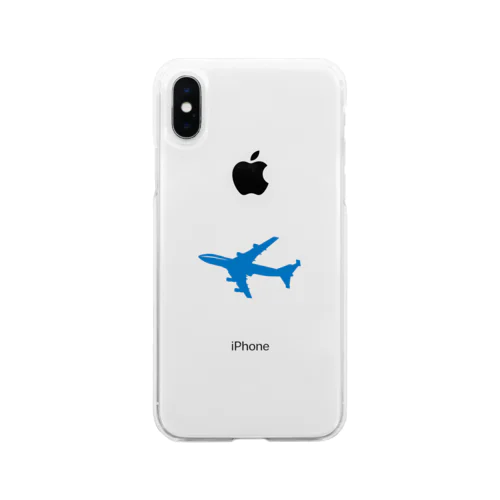 Blue Flying Airplane Soft Clear Smartphone Case