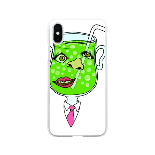 メロンソーダマン Soft Clear Smartphone Case