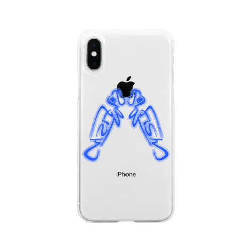 Jawfishロゴ 喧嘩ver.青 Soft Clear Smartphone Case