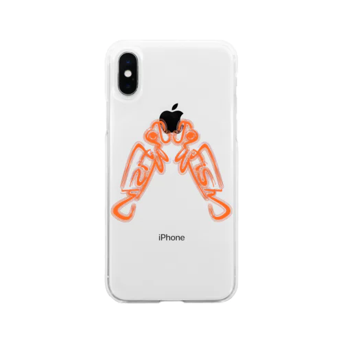 Jawfishロゴ 喧嘩ver.橙 Soft Clear Smartphone Case