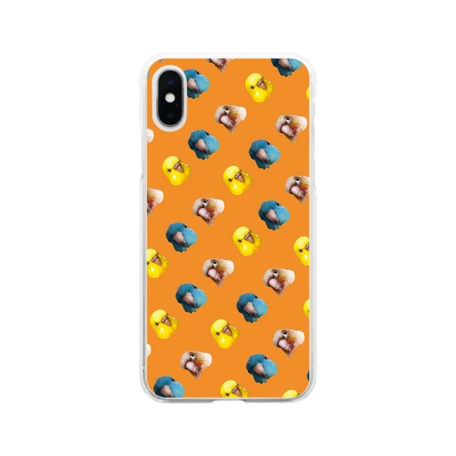 インコ3きょうだい（オレンジ） Soft Clear Smartphone Case