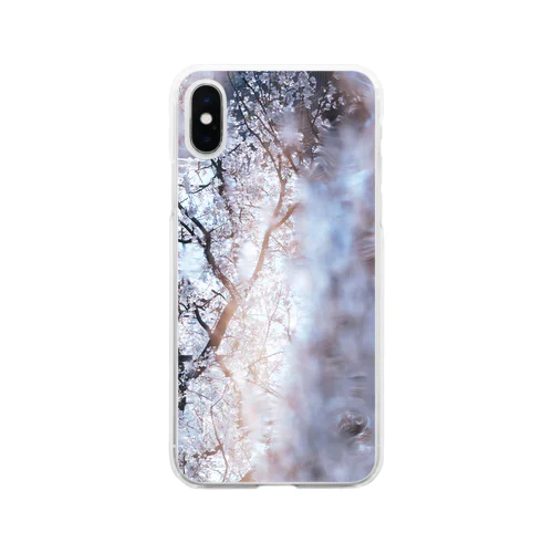 桜リフレクション Soft Clear Smartphone Case